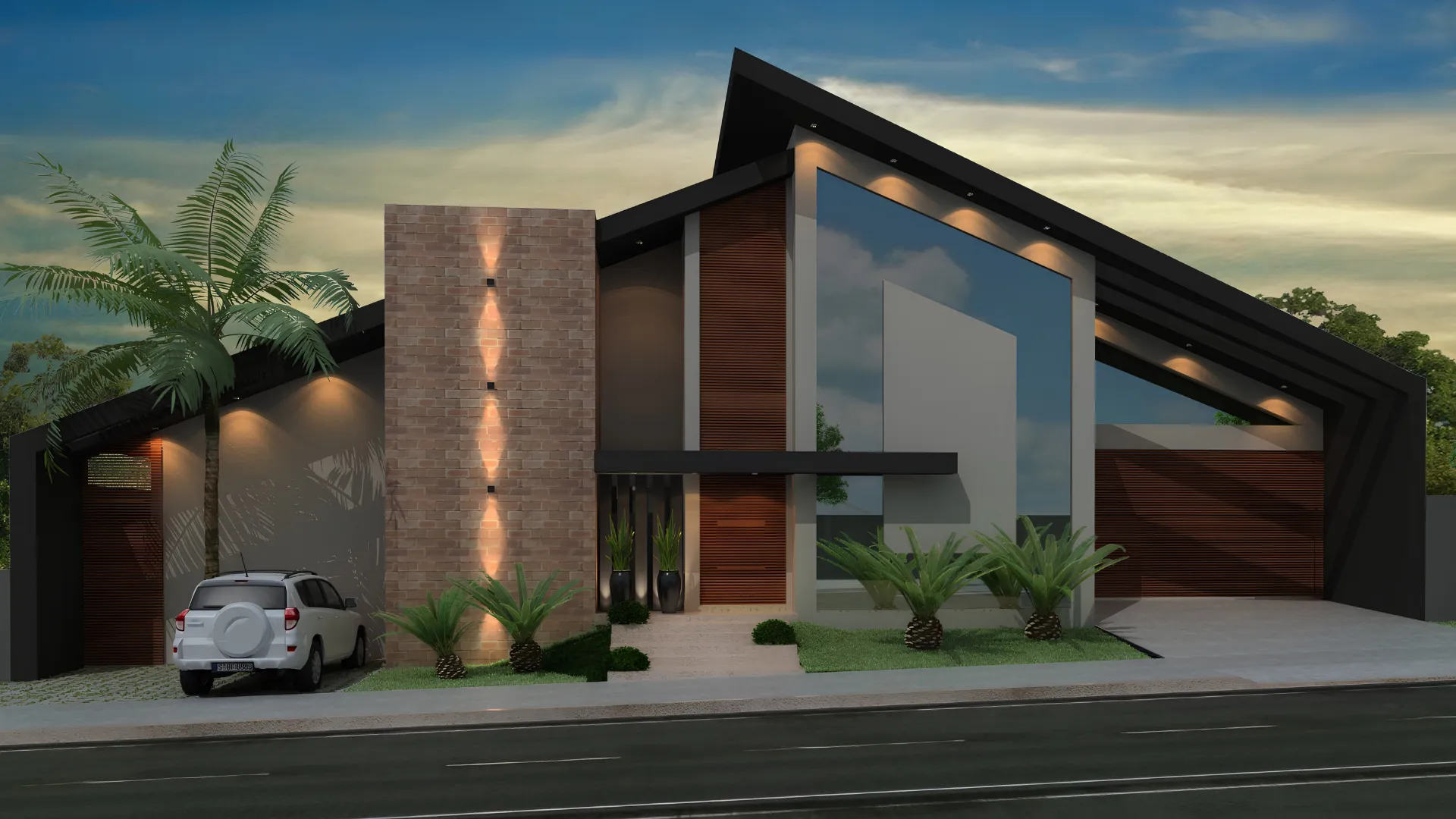 Fachada de projeto arquitetônico residencial moderno em Sidrolândia